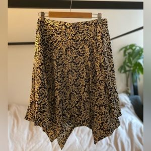 Club Monaco Floral Silk Skirt Size 6 Black White